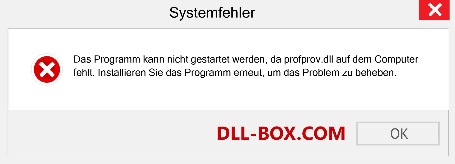 profprov.dll-Datei fehlt?. Download für Windows 7, 8, 10 - Fix profprov dll Missing Error unter Windows, Fotos, Bildern